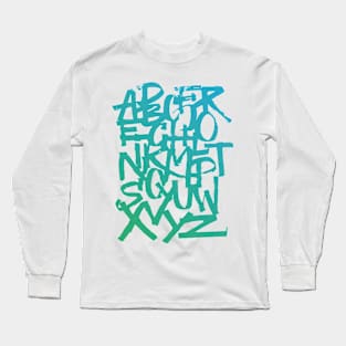 Calligraphy alphabet in a green and blue gradient Long Sleeve T-Shirt